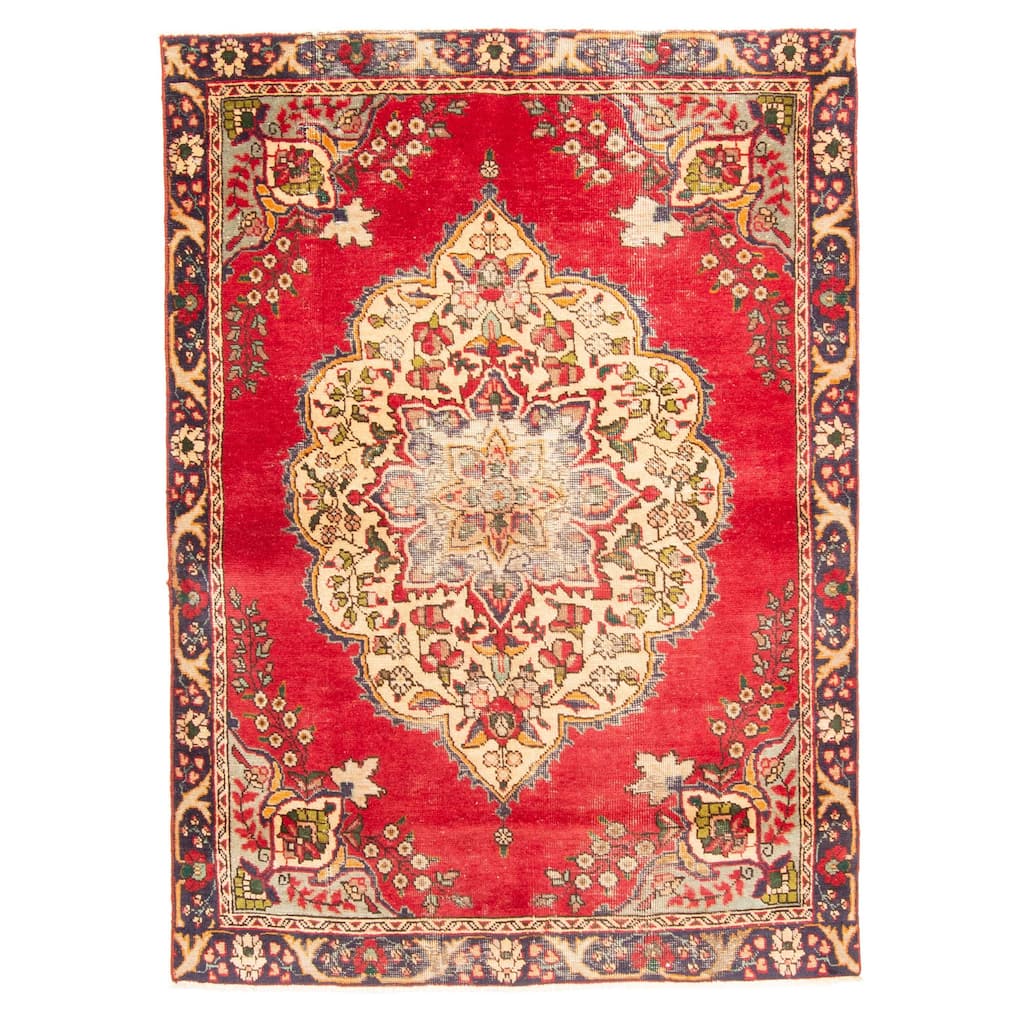 ECARPETGALLERY Hand-knotted Andelz Red Wool Rug - 4'6 x 6'7