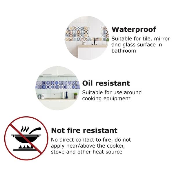 Walplus Vintage Azulejo Tile Stickers Peel and Stick Wall Sticker Decal