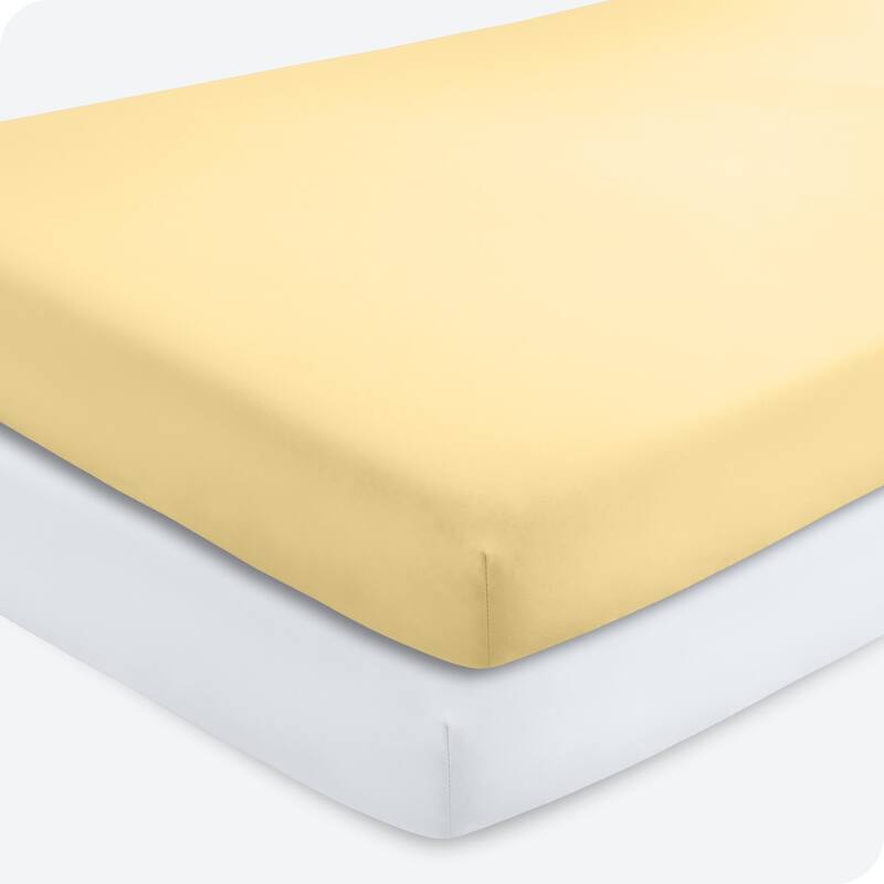 Bare Home Solid Ultra-Soft Crib Fitted Sheet - Crib - 2 Pack - Morning Sun/White
