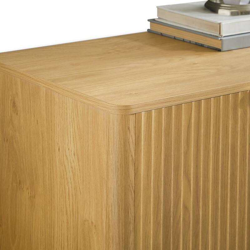 34.3" modern wavy sideboard, curved contour design storage cabinet, 2-door cabinet with storage function for kitchen