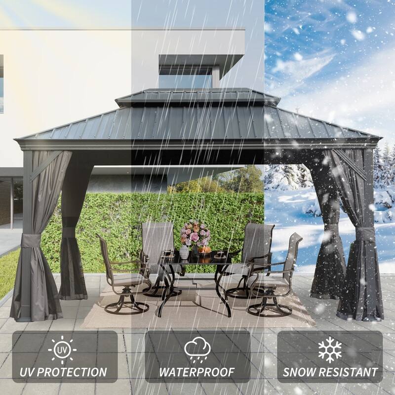 Domi Hardtop Gazebo with Galvanized Steel Double Roof and Aluminum Frame