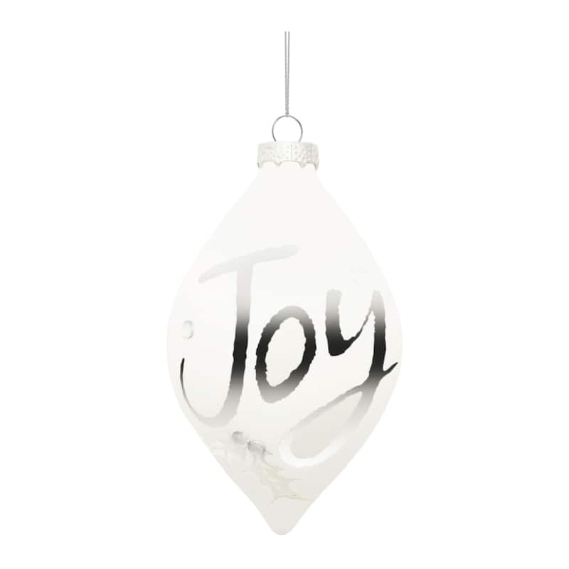 Joy Frosted Glass Christmas Ornaments - 5.5" - White - 6ct