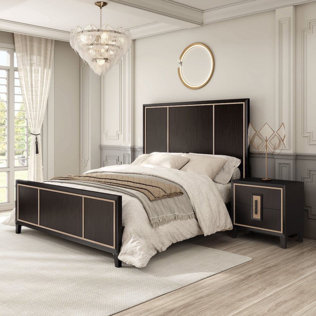 Furniture of America Nyx Modern 2-Piece Espresso Solid Wood Queen Panel Bedroom Set