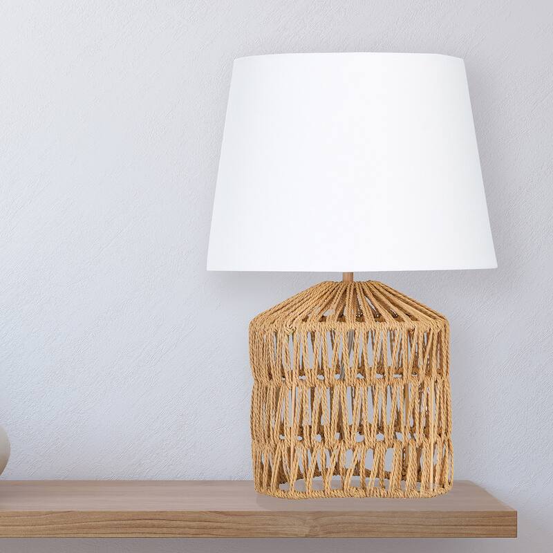 Woven Rope Table Lamp with Empire Shad