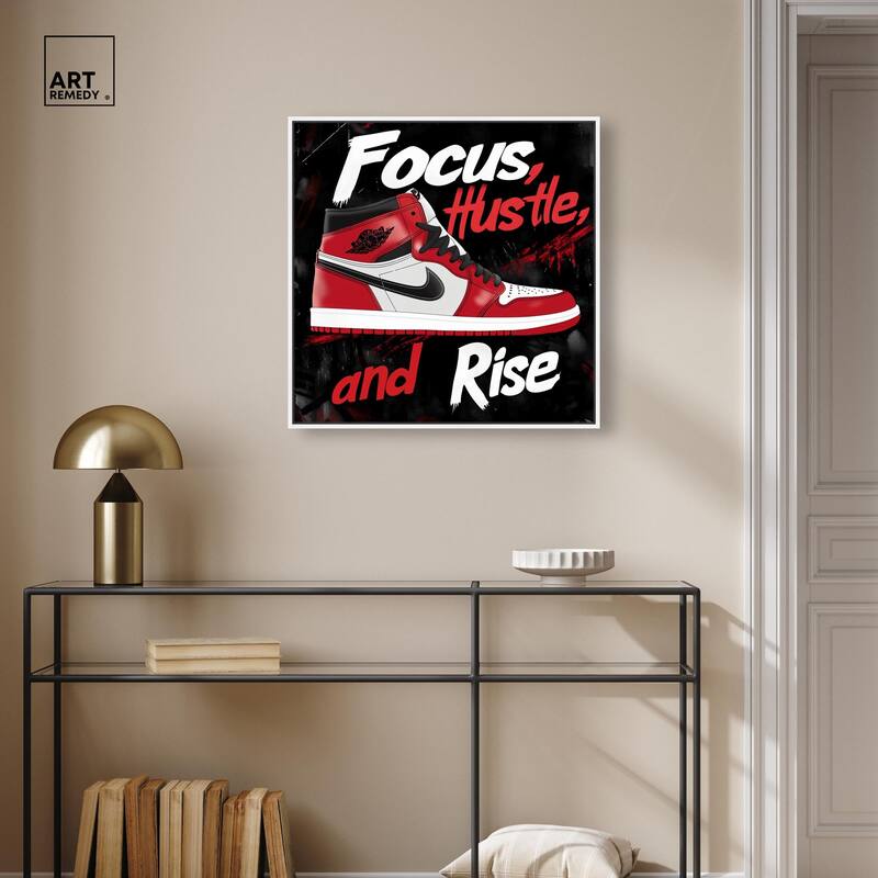 Hustle and Rise Sneaker Red Canvas by Art Remedy