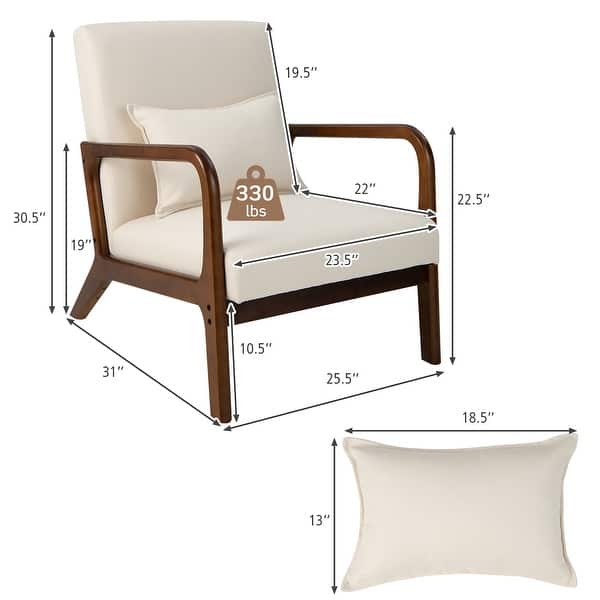 dimension image slide 1 of 4, Costway 1PC/2PCS Modern Accent Chair Leisure Armchair with Rubber Wood - See Details