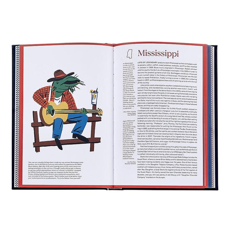 Graphic Image The United States of Cocktails Coffee Table Book, Leather, Navy