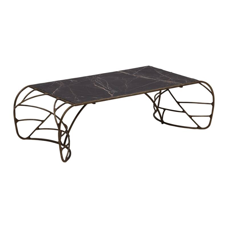 Furniture Classics Mirabelle Bronze Iron and Marble Inlay Coffee Table