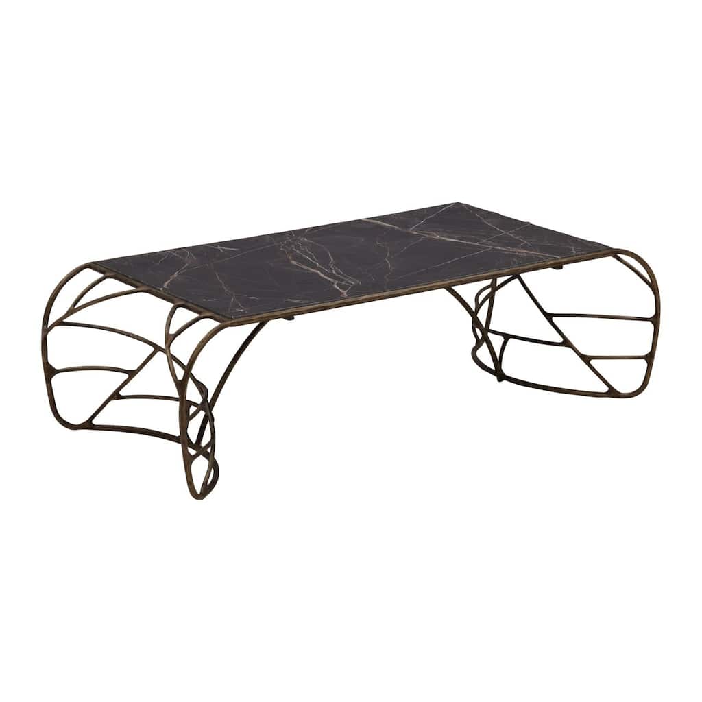 Furniture Classics Mirabelle Bronze Iron and Marble Inlay Coffee Table