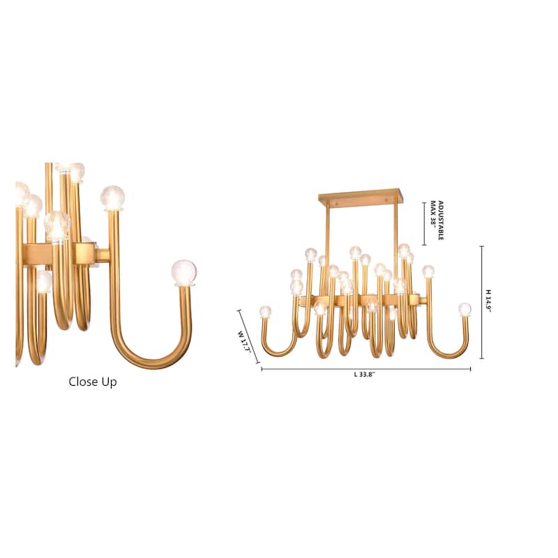 24 Light Gold Metal Ceiling Fixture With Glass Shades