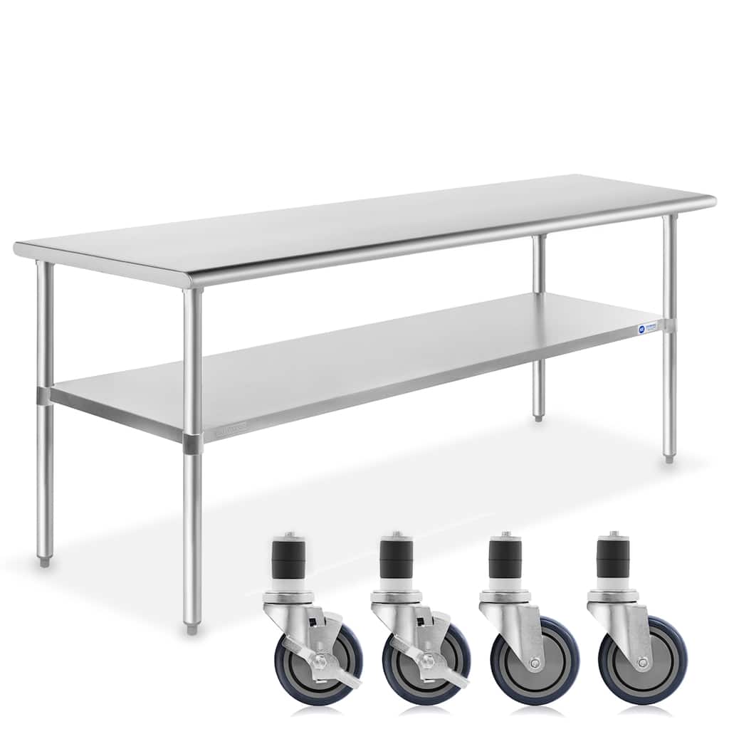 72 x 30in NSF Stainless Steel Prep Table with 4 Casters