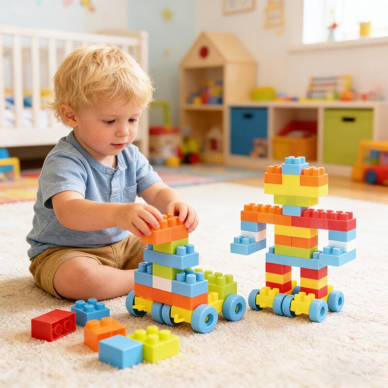 Gymax 150 Pcs Toddler Building Blocks Toy Stacking Block Set for 3+