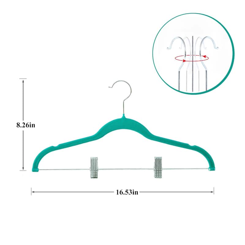 Javlergo 20-Pack Velvet Clothes Hangers, 16.5in Heavy-Duty Hangers with Adjustable Clips, Non-Slip, Space-Saving