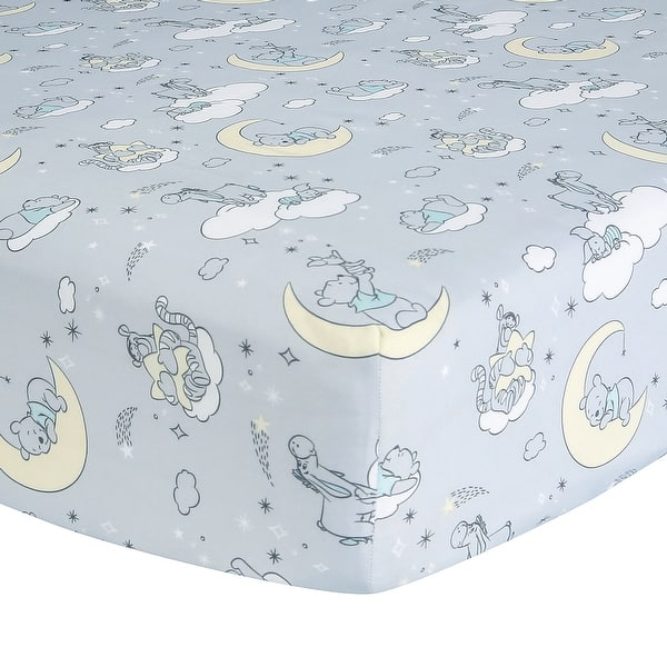 slide 2 of 5, Lambs & Ivy Disney Baby Cozy Friends Winnie the Pooh Gray Fitted Crib Sheet
