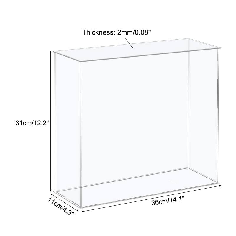 Acrylic Display Case Plastic Box Cube Storage Box Assemble Showcase - 14.1x4.3x12.2 Inch
