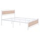 preview thumbnail 7 of 7, White Full Size Bed Frame Metal Platform with Wood Headboard Footboard, Heavy Duty Steel Slats Support/ No Box Spring Required