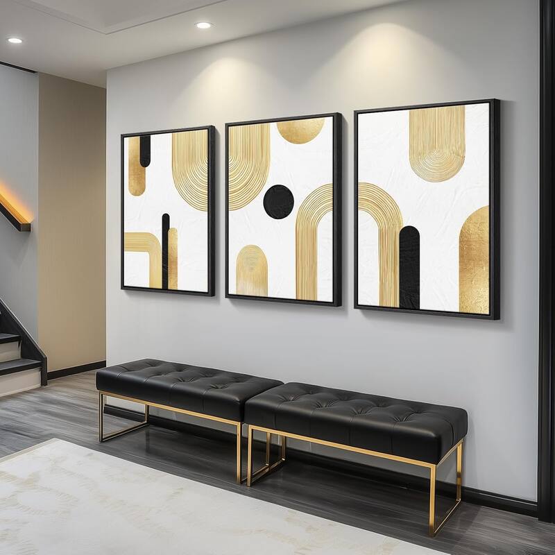 Wall Art for Minimalist Black White Gold Pictures