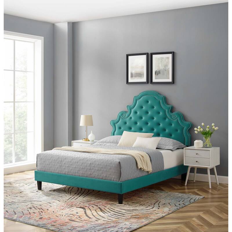 Gwyneth Tufted Performance Velvet Full Platform Bed