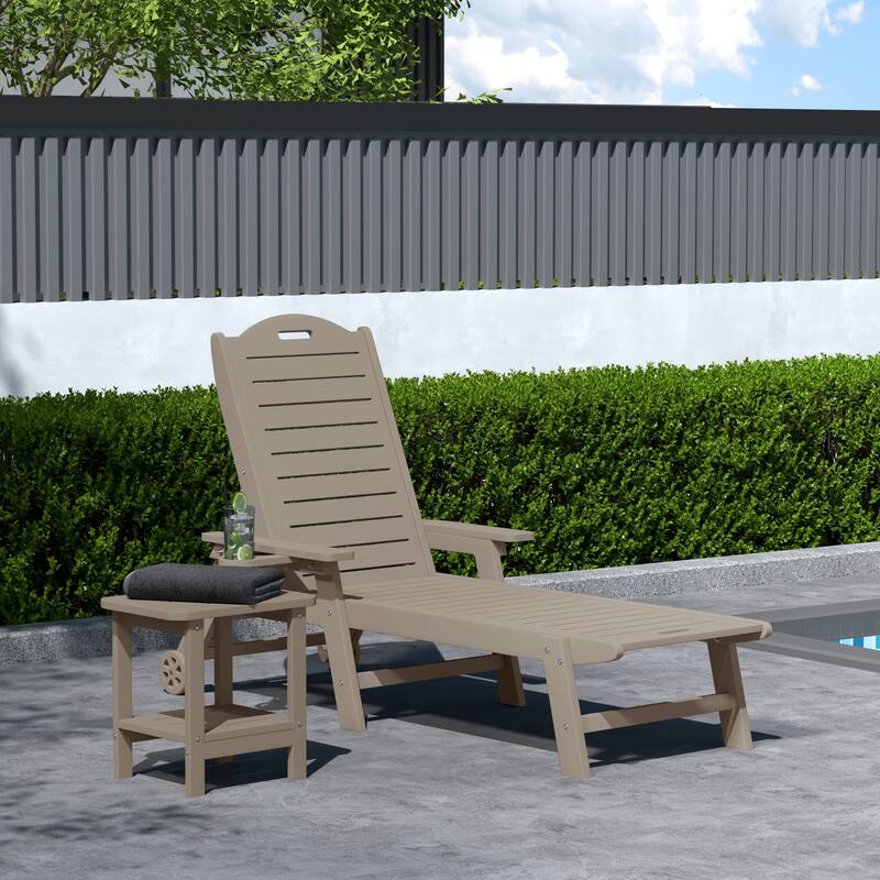 Brighton Outdoor 2-Piece Poly Reclining Chaise Set with Wheels & Cup Holder