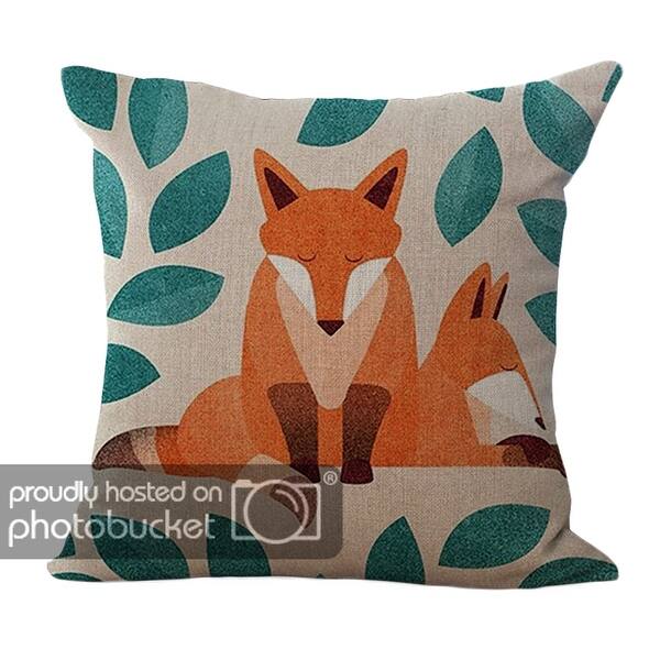 Shop Chezmax Cute Fox Pattern Cushion Cartoon Linen Square