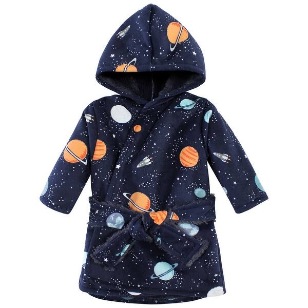 slide 1 of 1, Hudson Baby Mink with Faux Fur Lining Pool and Beach Robe Cover-ups, Space 0-6 Months - Space