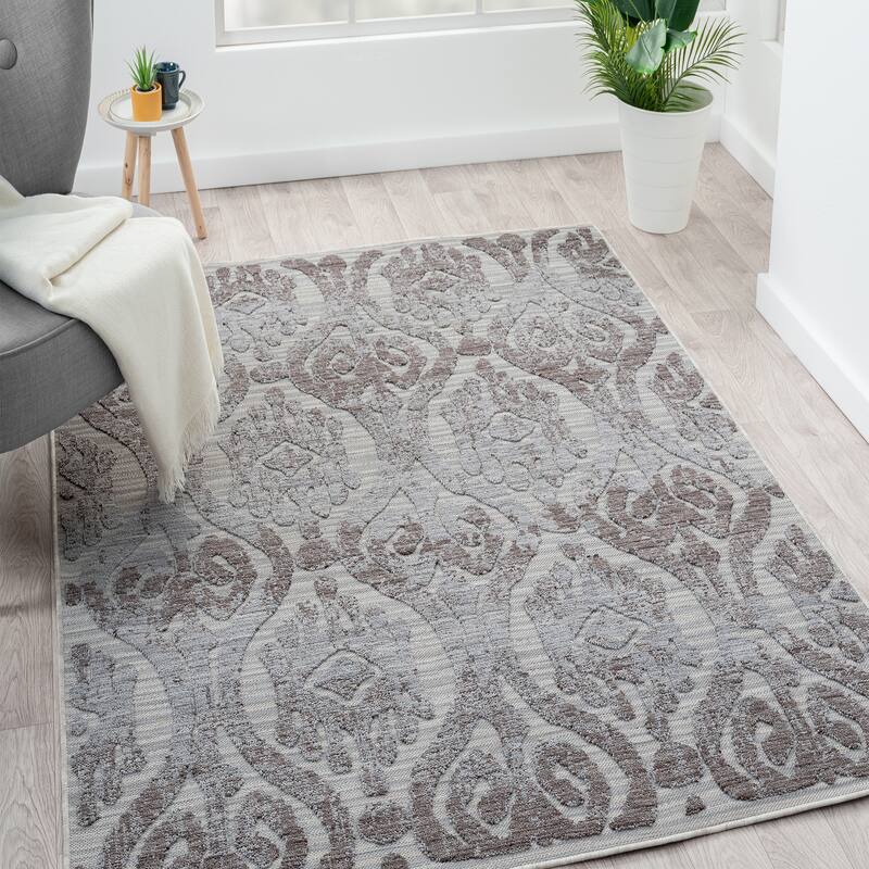 Wron Blue/Gray Ikat Geometric Indoor/Outdoor Area Rug by Sevita