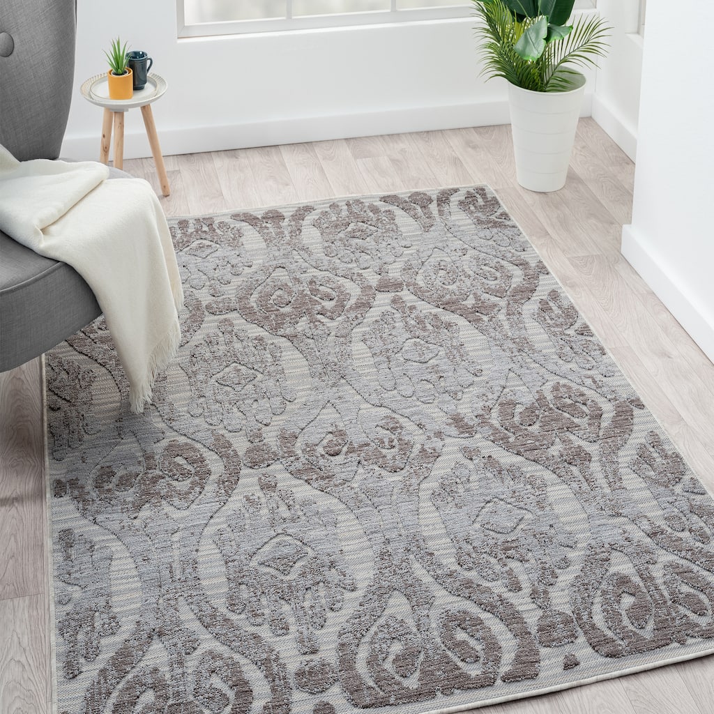 Wron Blue/Gray Ikat Geometric Indoor/Outdoor Area Rug by Sevita