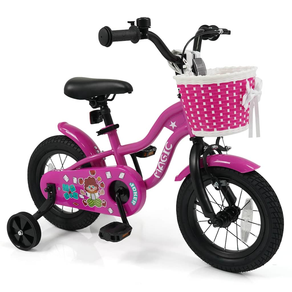 Costway 12”/14”/16”/18” Kids Bike with Training Wheels, Basket, Hand & - See Details