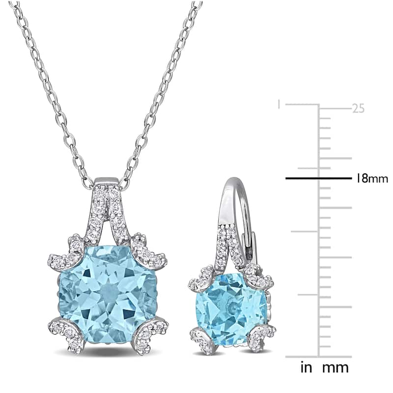 Miadora Sterling Silver Gemstone Necklace and Earrings Set