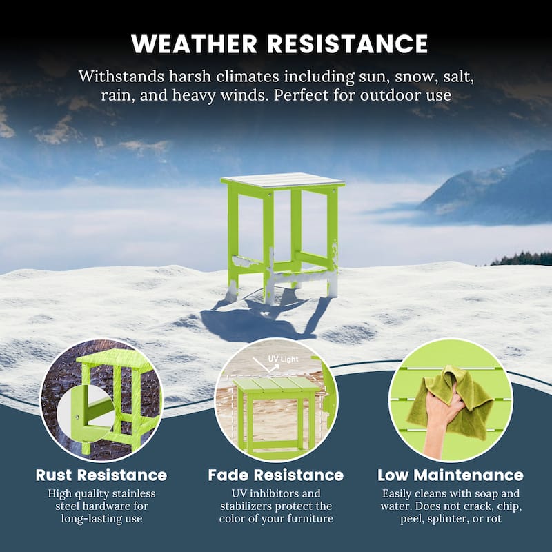 Polytrends Laguna Hdpe All Weather Outdoor Patio Square Side Table
