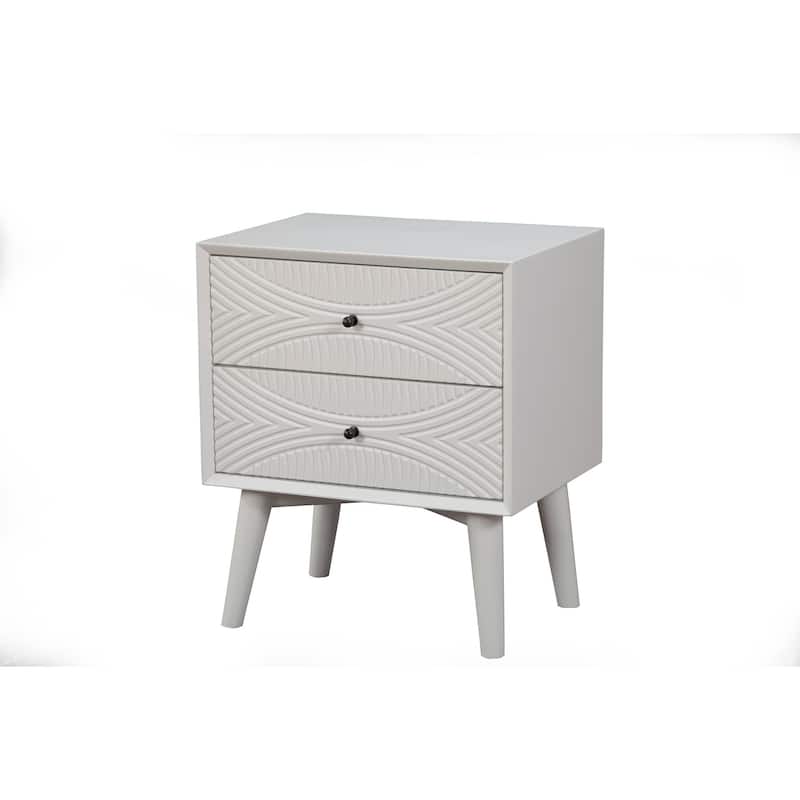 Tranquility Nightstand, White - Compact Bedside Table with Drawer and Open Shelf for Storage