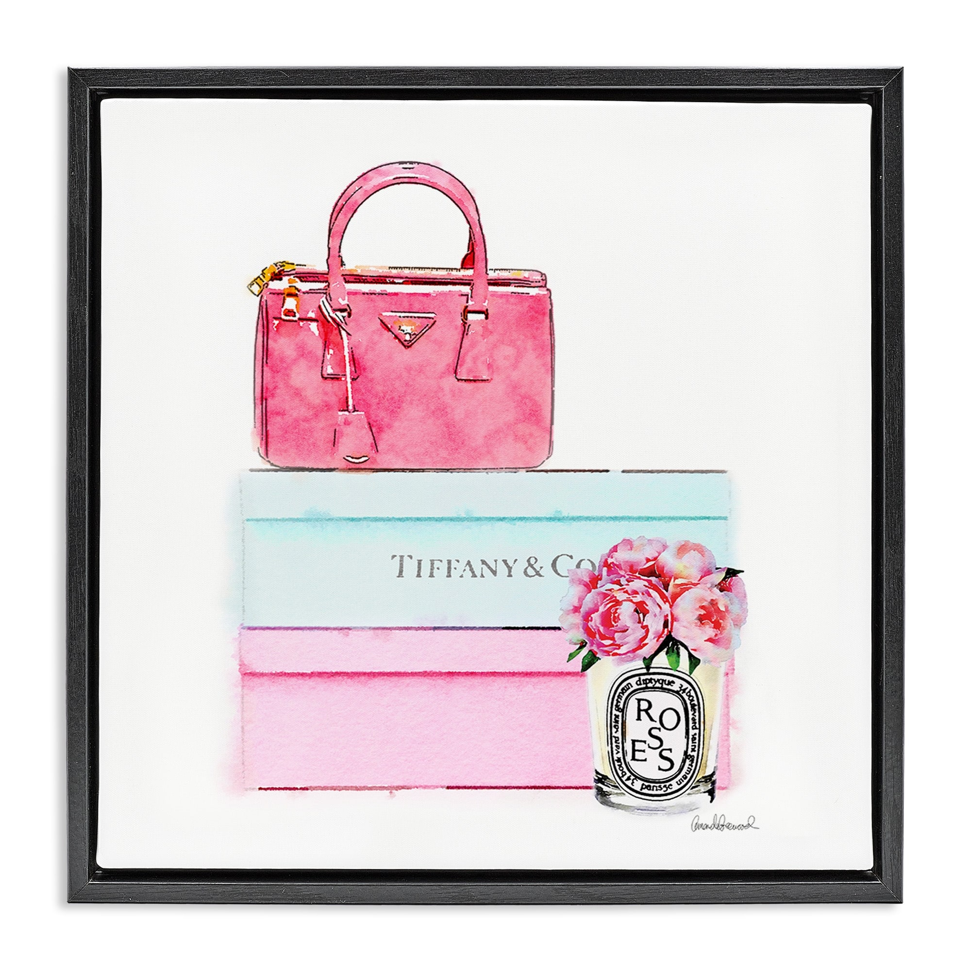 Stupell Fashion Box & Roses Framed Floater Canvas Wall Art Design by Amanda Greenwood