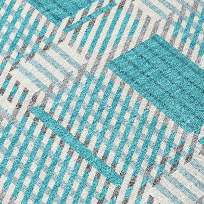 HomeRoots Plaid Transitional Rectangle Outdoor Rug