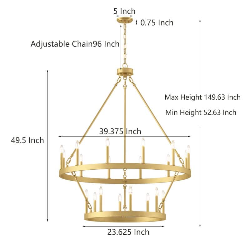 Acroma 20-light Modern Farmhouse 40In Round Wagon Wheel Chandelier with UL