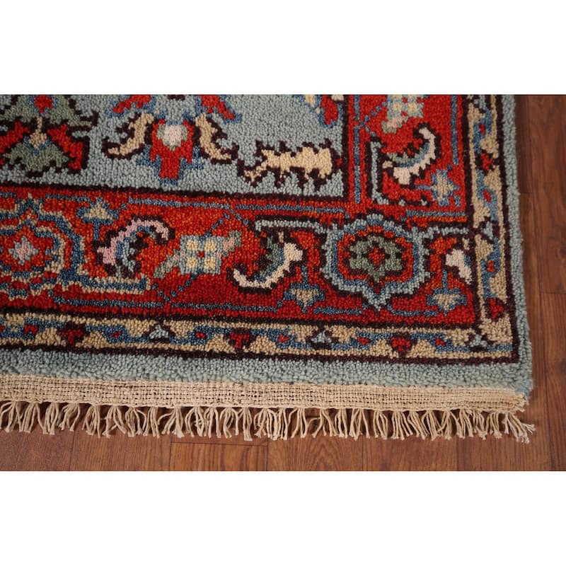 Blue Oushak Indian Accent Rug Hand-Knotted Transitional Wool Carpet - 3'0"x 4'10"