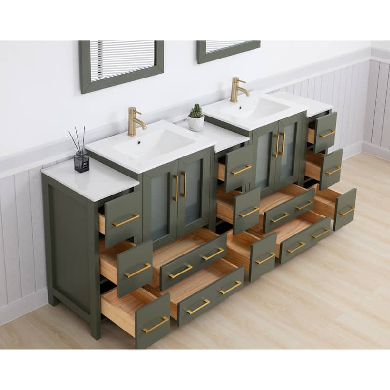 Vanity Art 84-Inch Double Sink Bathroom Vanity Set with Top and Free Mirrors - 84 X 18.1 X 35.8
