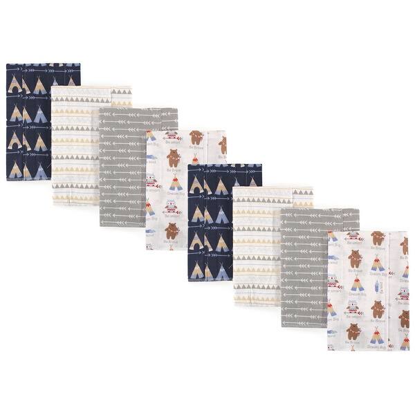 slide 1 of 1, Luvable Friends Boys Cotton Poly Flannel Burp Cloths 8-Pack, Bear, One Size - Tribe 8-Pack - One Size One Size - Tribe 8-Pack