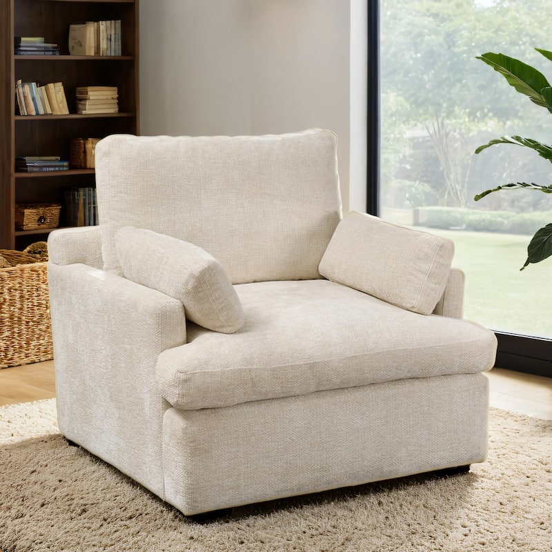 Chenille Oversized 41.5" Wide Down Fill Sofa Lounge Chair and A Half