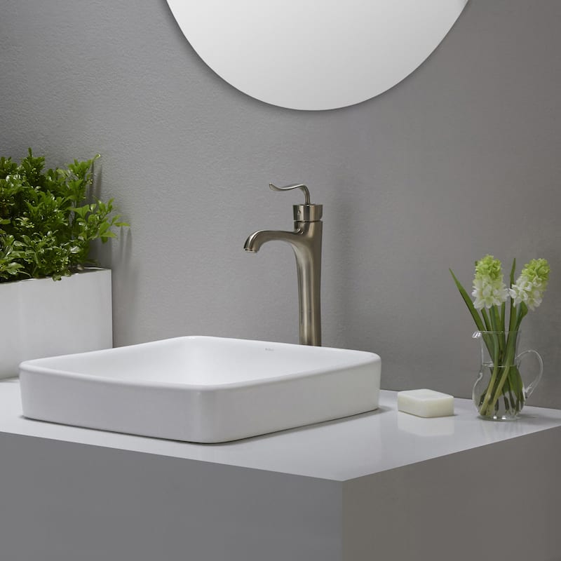 Kraus Elavo 16-1/4" Vitreous China Drop In Bathroom Sink with Overflow