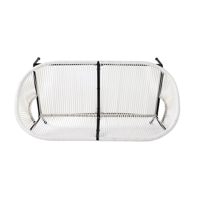 Roomfitters Condessa Outdoor Wicker Loveseat with Hammock Weave, Modern