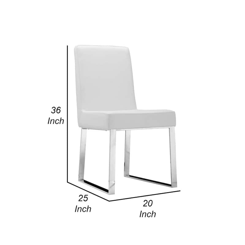 Chrome/White Faux Leather Upholstered Metal Frame Dining Chair, Set of 2, Sturdy Dining Chair for Dining Rooms - 23.5