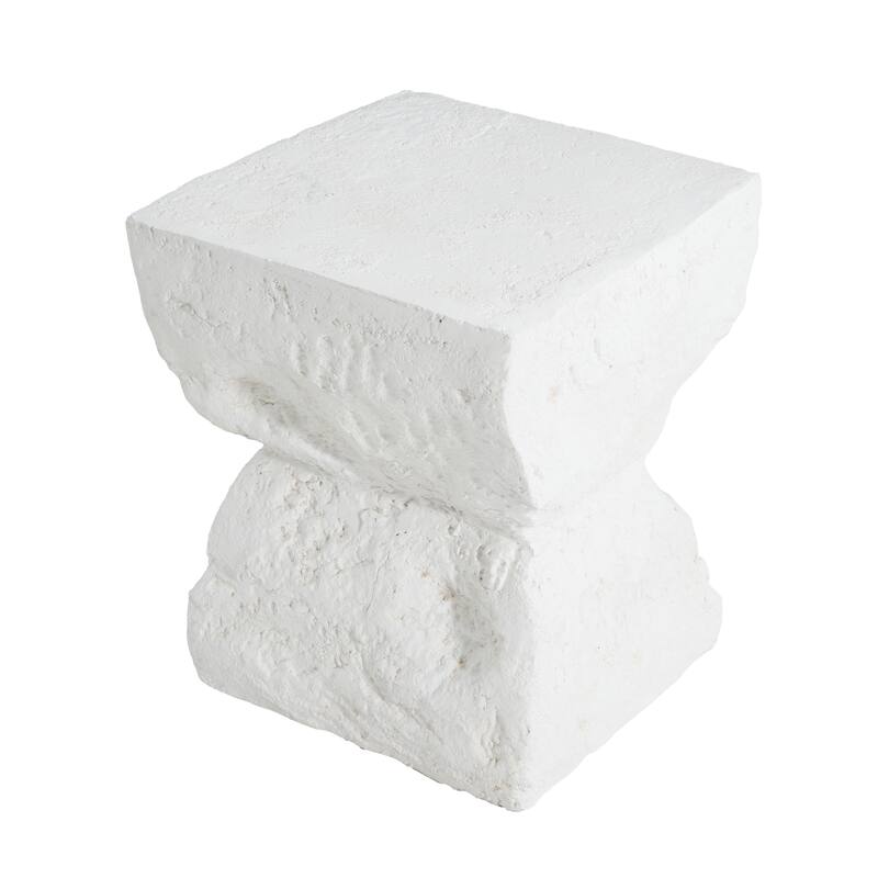 Roomfitters Cleo Outdoor Modern Minimalist Side Table, Weather Resistant MGO Cube, Matte White Finish