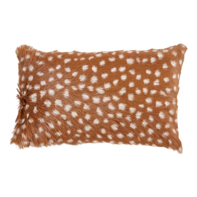 Goat Fur Throw Pillow With Deer Spot Design