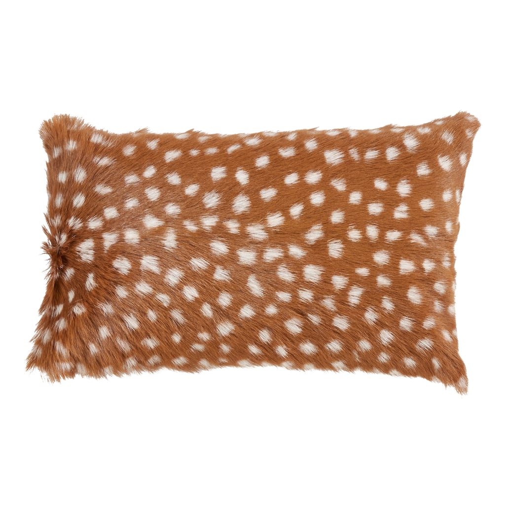 Goat Fur Throw Pillow With Deer Spot Design