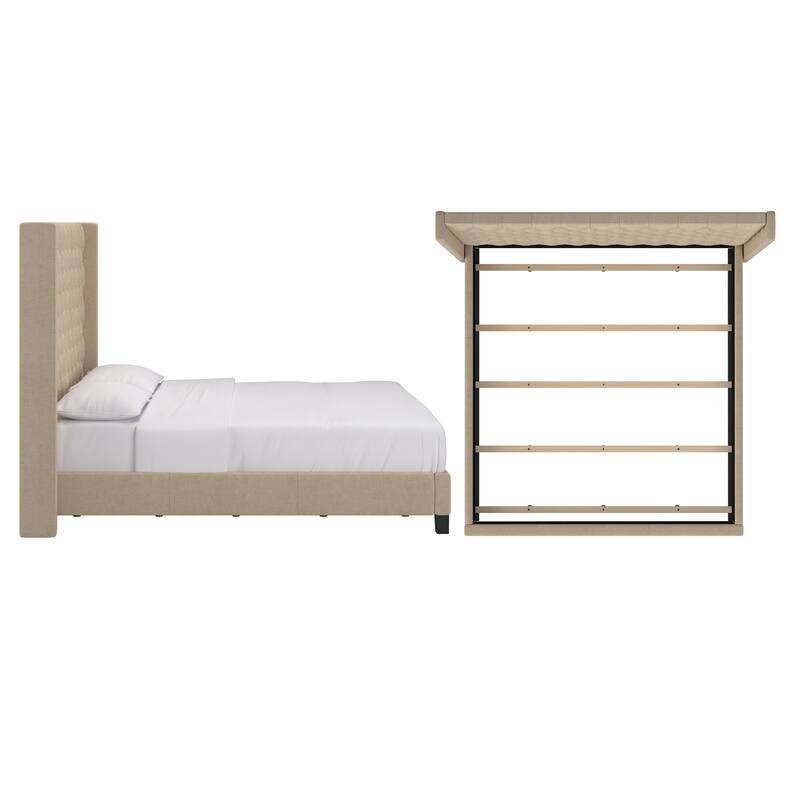 Detmold Wingback Button Tufted Tall Headboard Bed