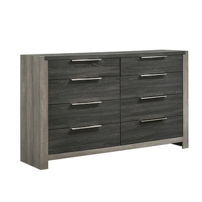 Wooden Dresser with 8 Drawers in Gray Finish