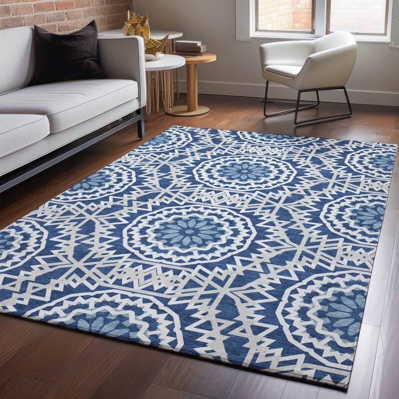 Premium Washable Super Soft Boho Global Mayfield Rug - Navy - 2' 6" x 3' 10" - Rectangle