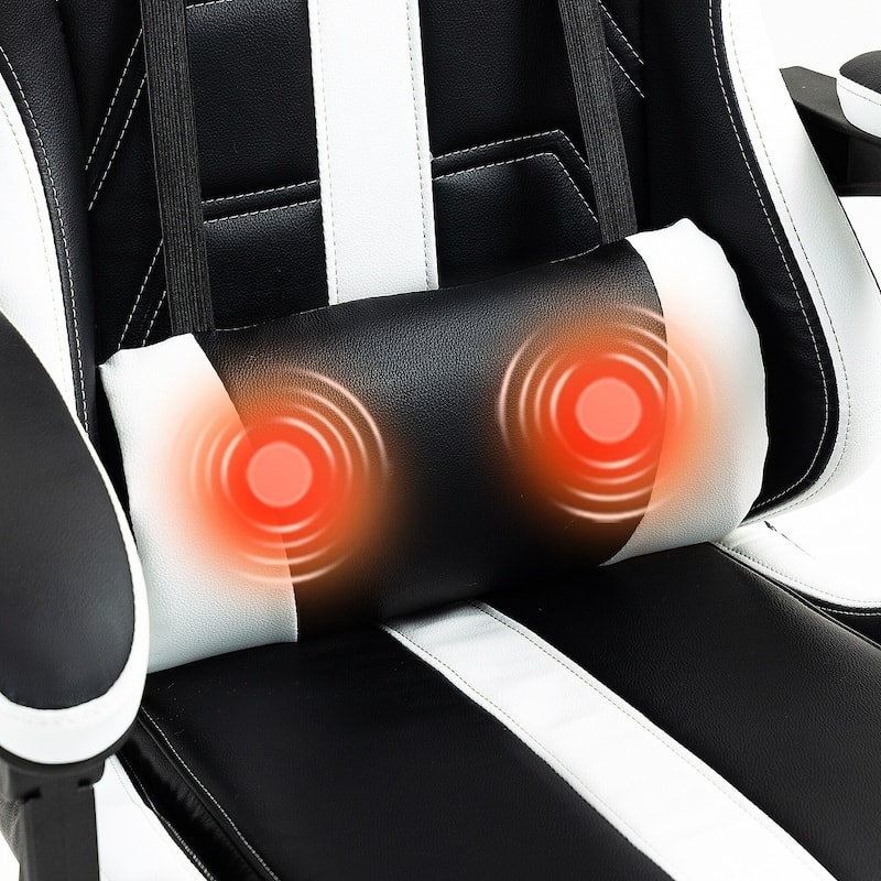 EROMMY RGB LED Gaming Chair with Thickened Massage Lumbar Pillow & Upgraded Footrest, Reclining Ergonomic Chair