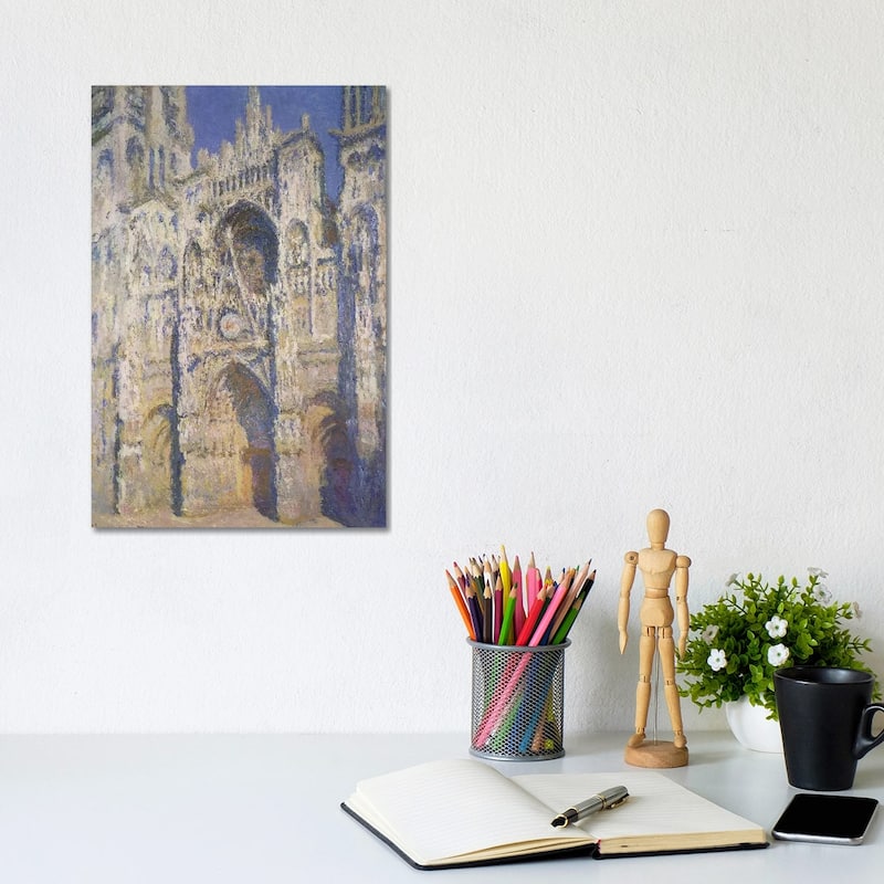 iCanvas "Rouen Cathedral in Full Sunlight - Harmony in Blue and Gold, 1894" by Claude Monet Canvas Print - 12x8x0.75