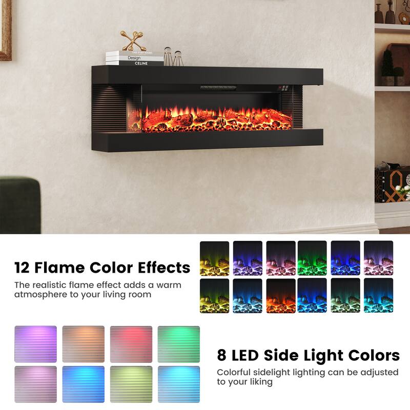 3-Sided Electric Fireplace, Wall Mounted LED Electric Fireplace